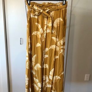 Tropical bow belt flare pants